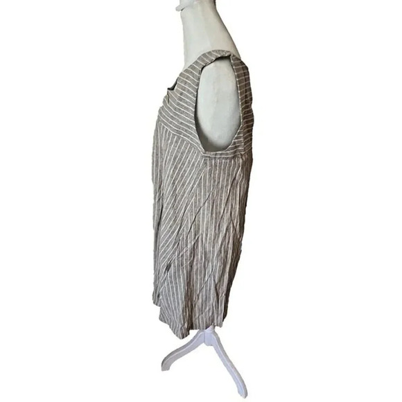 Large Hayden Brand NWT Brown White‎ Stripped Cotton Guazy Casual Sheath Dress - Picture 3 of 6